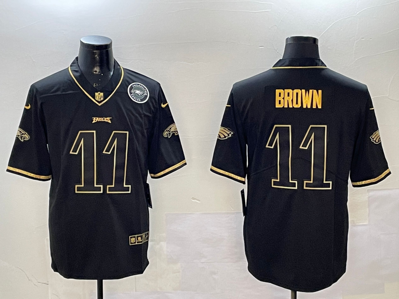 Men Philadelphia Eagles #11 Brown black 2025 Nike NFL jersey style 006